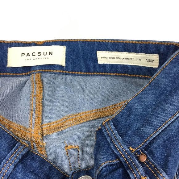 Pacsun Super High Rise Skinniest‎ Medium Blue Wash Jeans Cotton Women 25 - Picture 5 of 7